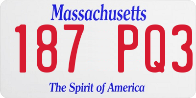 MA license plate 187PQ3