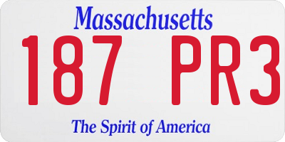 MA license plate 187PR3