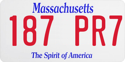 MA license plate 187PR7