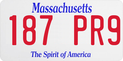 MA license plate 187PR9