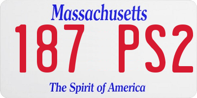 MA license plate 187PS2