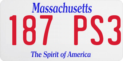 MA license plate 187PS3