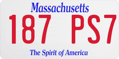 MA license plate 187PS7