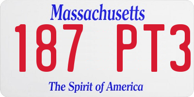 MA license plate 187PT3
