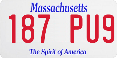MA license plate 187PU9