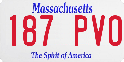 MA license plate 187PV0