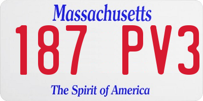 MA license plate 187PV3