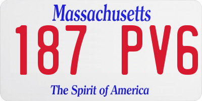 MA license plate 187PV6