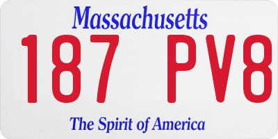 MA license plate 187PV8