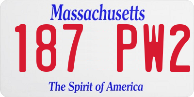MA license plate 187PW2