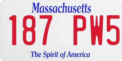 MA license plate 187PW5