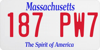 MA license plate 187PW7