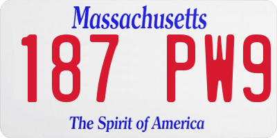 MA license plate 187PW9