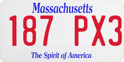 MA license plate 187PX3