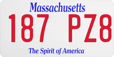 MA license plate 187PZ8
