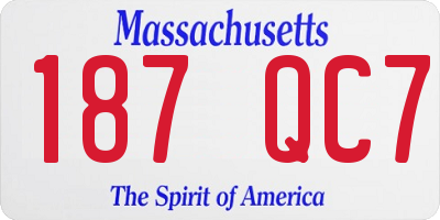 MA license plate 187QC7