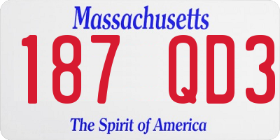 MA license plate 187QD3