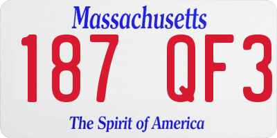 MA license plate 187QF3