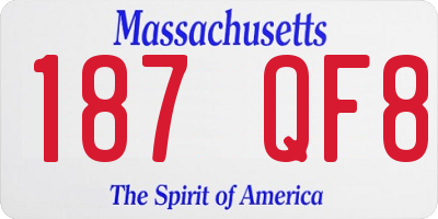 MA license plate 187QF8