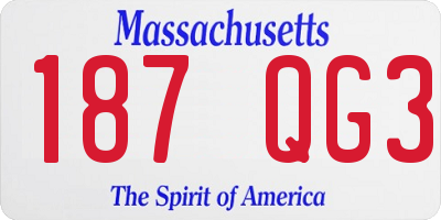 MA license plate 187QG3