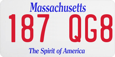 MA license plate 187QG8
