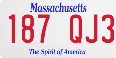 MA license plate 187QJ3