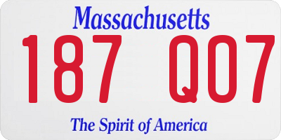 MA license plate 187QO7