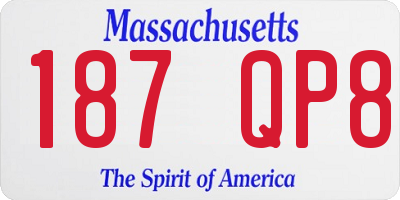 MA license plate 187QP8