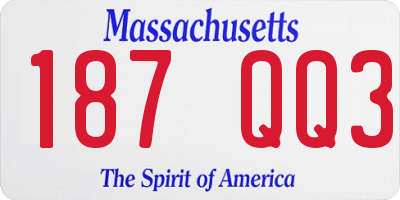MA license plate 187QQ3
