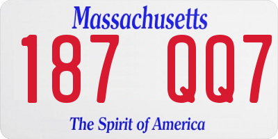 MA license plate 187QQ7