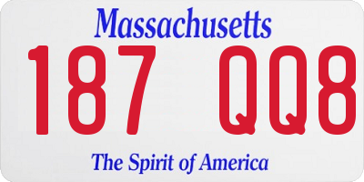 MA license plate 187QQ8