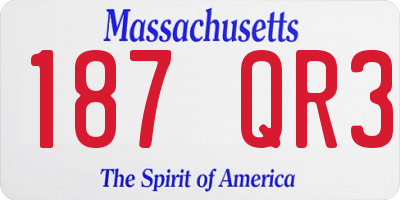 MA license plate 187QR3