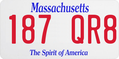 MA license plate 187QR8