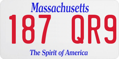 MA license plate 187QR9