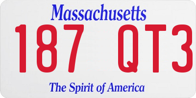 MA license plate 187QT3