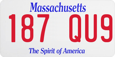 MA license plate 187QU9