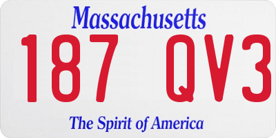 MA license plate 187QV3