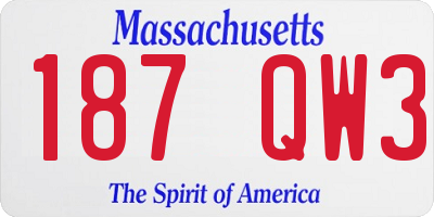 MA license plate 187QW3