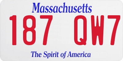 MA license plate 187QW7