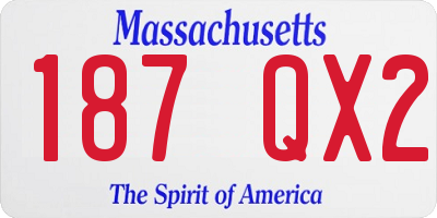 MA license plate 187QX2