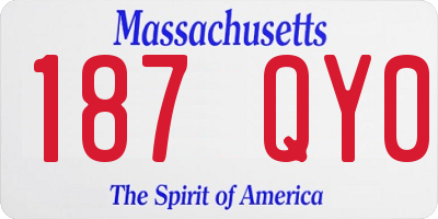 MA license plate 187QY0
