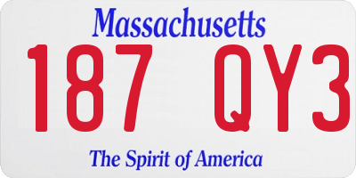 MA license plate 187QY3