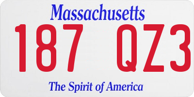MA license plate 187QZ3