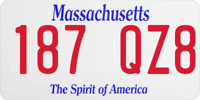 MA license plate 187QZ8