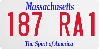 MA license plate 187RA1