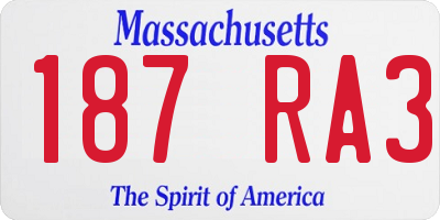 MA license plate 187RA3