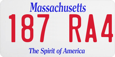 MA license plate 187RA4