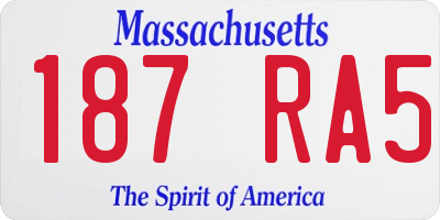 MA license plate 187RA5