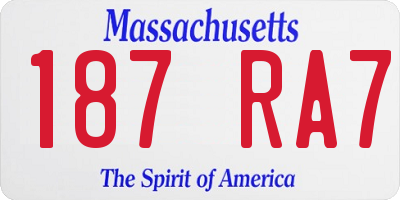 MA license plate 187RA7
