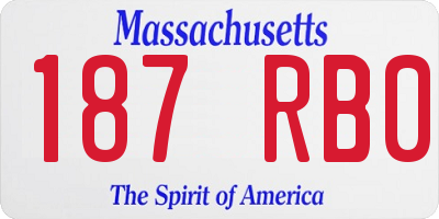 MA license plate 187RB0